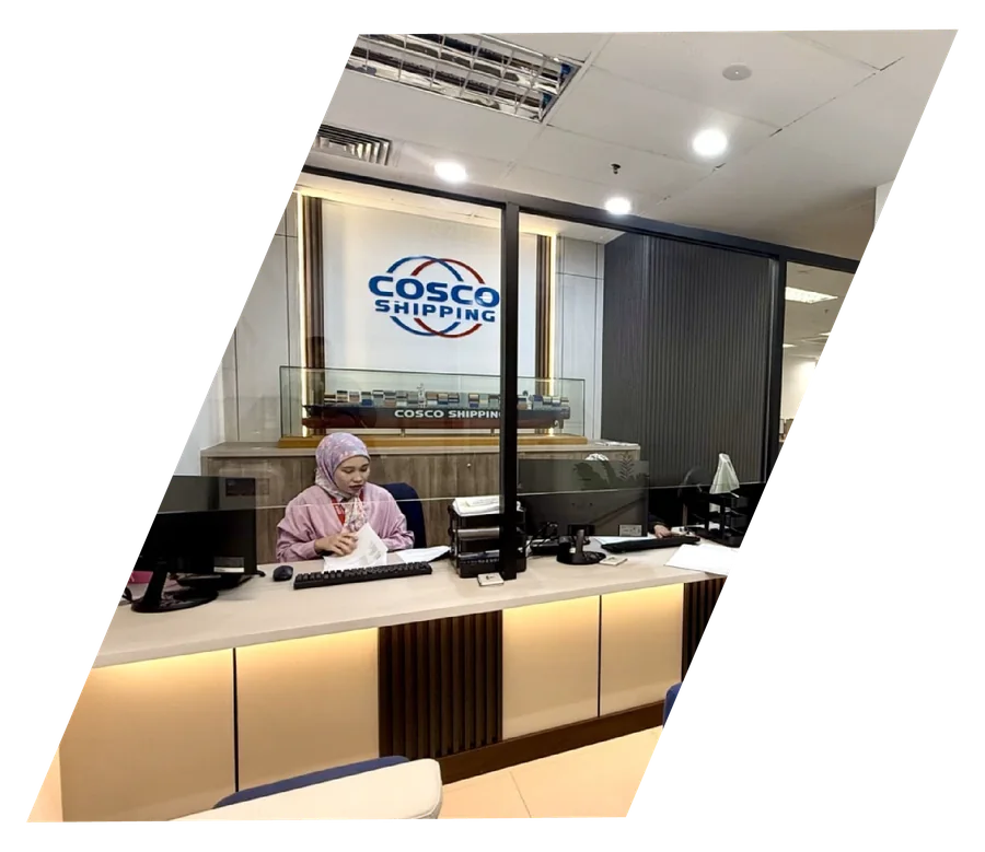 Reception area of the Cosco Shipping office