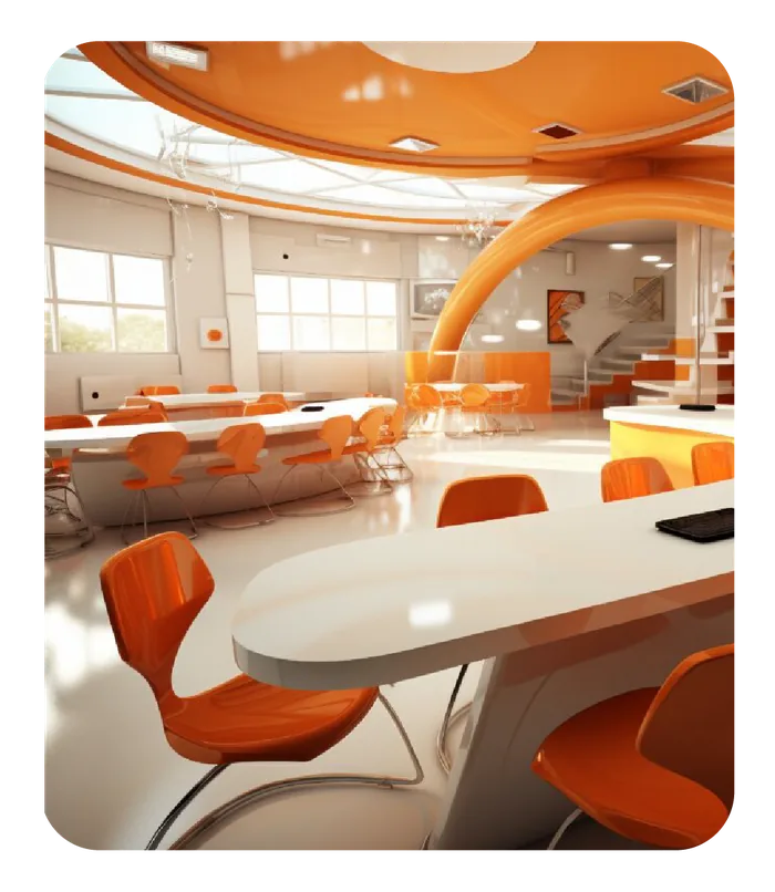 3D rendering of a modern office lounge